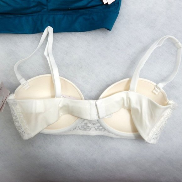 Auden Womens Bras 3 Pack Push Up & Lined Bralette White Turquoise Size 32A - Picture 7 of 16